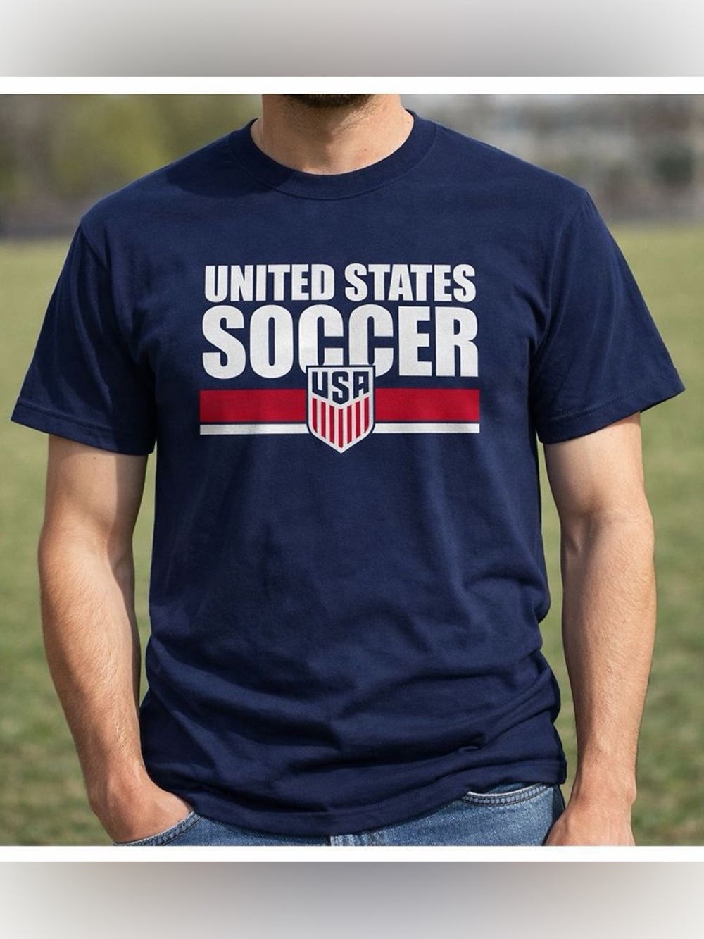 US Soccer Federation Graphic Short Sleeve T-Shirt, Navy, Red & White, Unisex XL